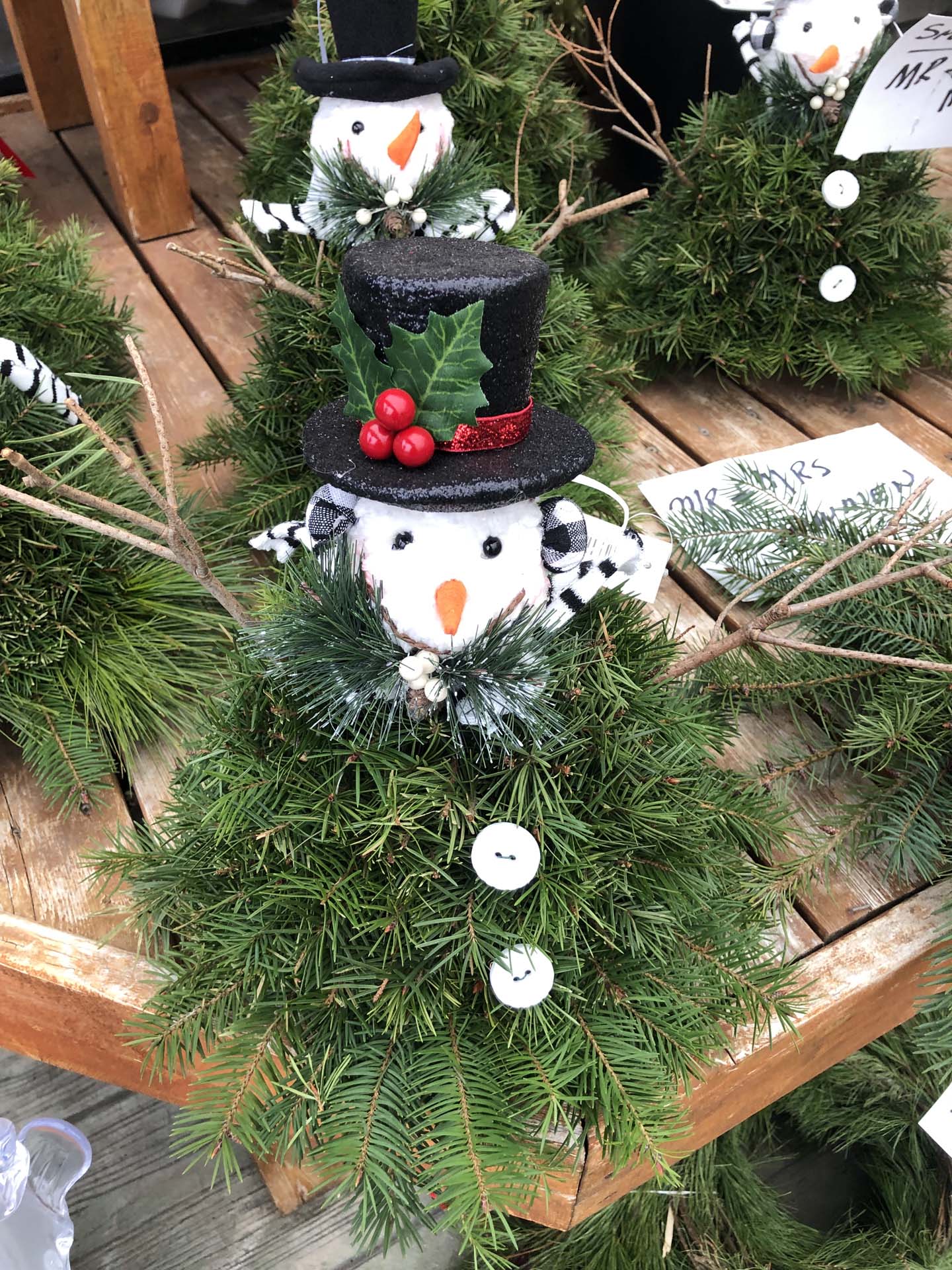 Snowman pine tree